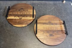 Wooden serving trays made by Matthew Friend.