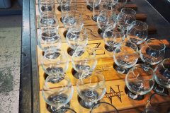 Wooden beer flights made by Matthew Friend.